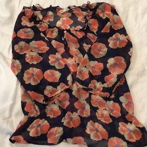 Old Navy Sheer Floral Elastic Waist Top Size Small Blouse